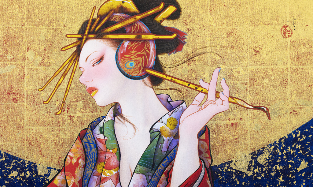 Mitate-Benten with crane's bone hairpin / 見立て弁天 鶴形脛骨簪大 #3/20